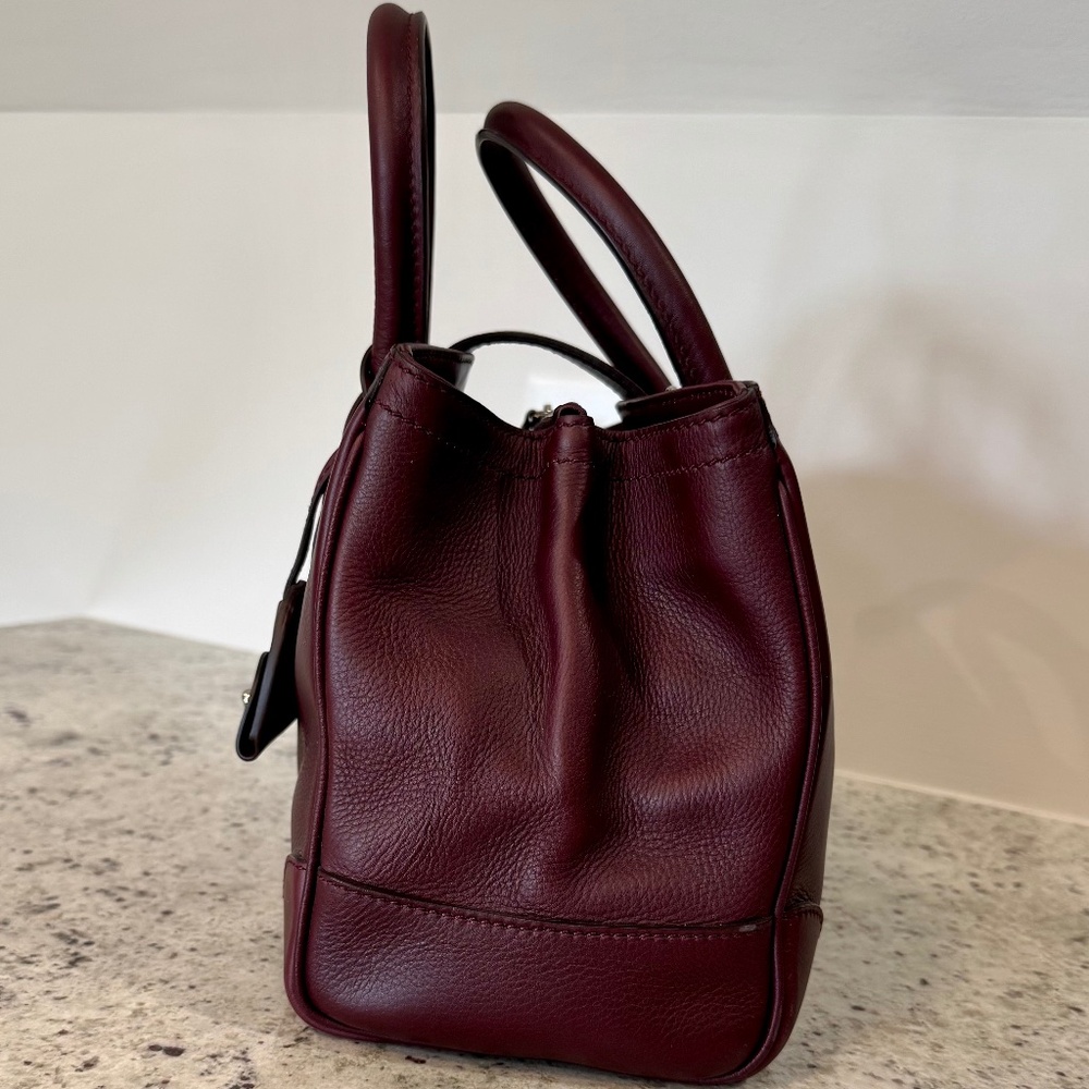 Ralph Lauren Small Ricky Leather Top Handle Bag - Bordeaux - Picture 3 of 12